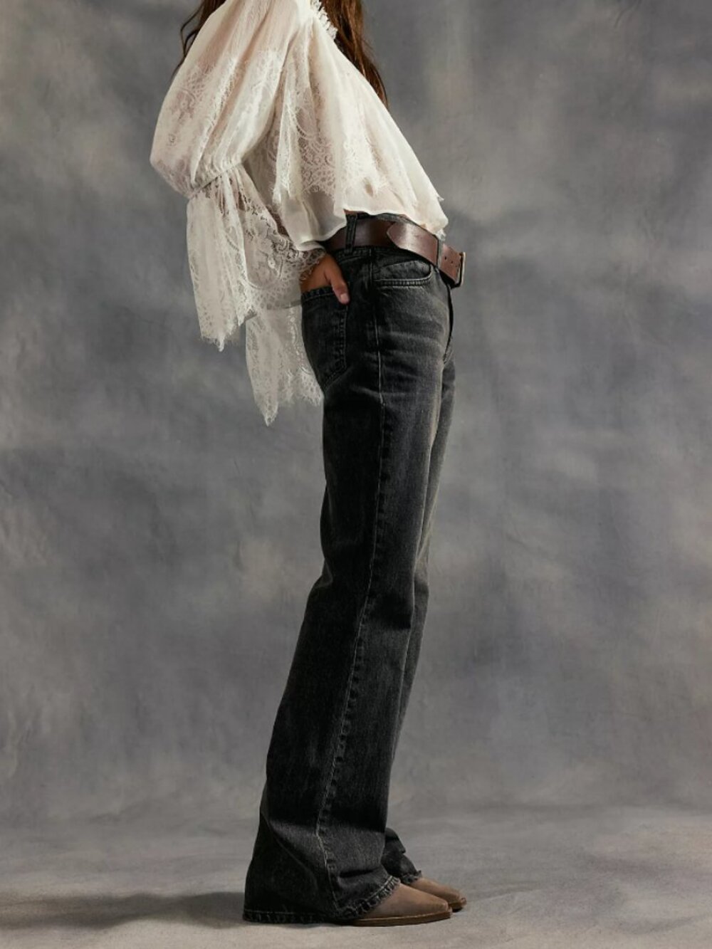 NWT Free People West Coast Relaxed Flare Jeans in Berry